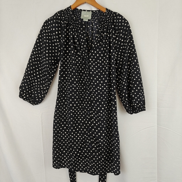 Anthropologie Maeve Polkadot Dot Tie Button Up Mini Dress Women's XSP - Picture 2 of 9